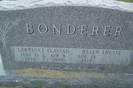 Lawrence Flavian and Helen Louise Bonderer gravestone