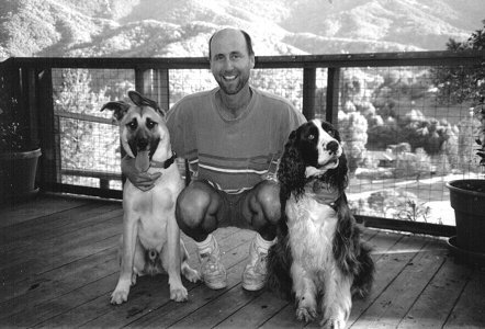 Leon Bordua with Radar and Max (the dog) Beck, Novato, CA, 1997.