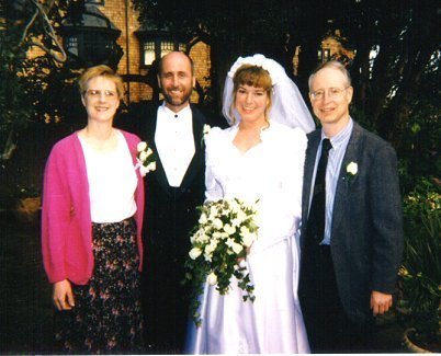 Leon Robert and Rae Page Bordua (n&eacute;e Stimler), wedding photograph, Feb. 21, 1999.
