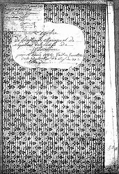 Click here to zoom in on cover of parish marriage record book containing marriage record of Antoine Stimmler and Maria Hess, February 4, 1788.