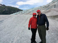 Bonnie and Dick Kampa on glacier near Juneau, AK, July 20, 2015