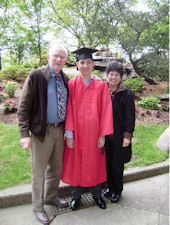Grandfather Dick, graduate Kyle, and Bonnie Kampa