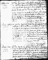 Click here to zoom to St-Martin Parish Baptismal Record of Catharina Tr&ouml;sch, February 10, 1693