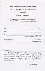 Interior page of Herbert Wood Jackman Funeral Funeral Program.