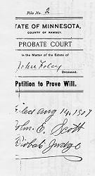 Cover of Petition to Prove Will of John Foley.