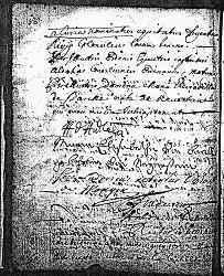 Click here to zoom to first page of St-Martin Parish Baptismal Record of Maria Magdalena Stimmler, July 1722.
