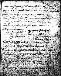 Click here to zoom to second page of St-Martin Parish Baptismal Record of Maria Magdalena Stimmler, July 1722.