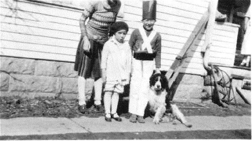 Left to right: Louise, Dorothy, Gene along with his buddy Jack (the dog).