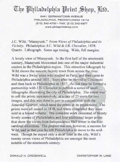 Philadelphia Print Ltd. on Manayunk, near Philadelphia by J.C. Wild.