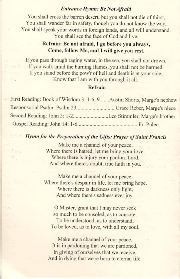 The Mass of Christian Burial for Margaret L. Stimmler, page 2