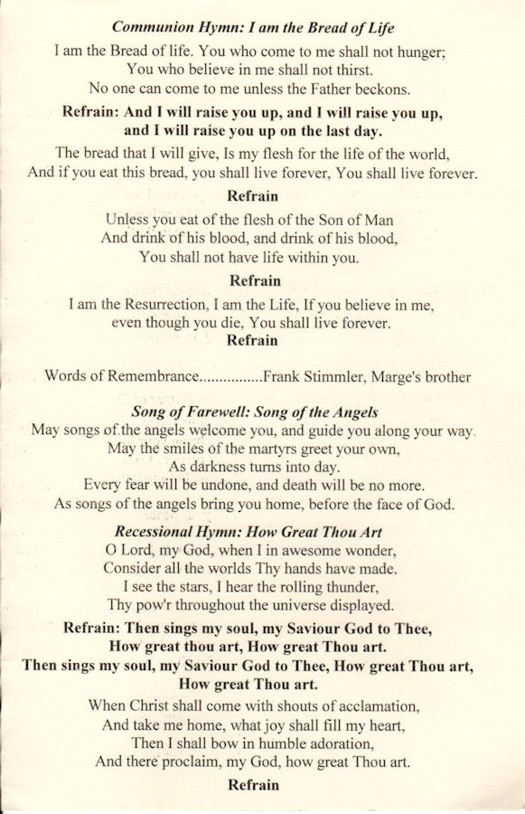 The Mass of Christian Burial for Margaret L. Stimmler, page 3