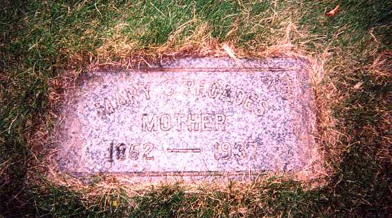 Gravestone of Mary C. Rhoades (n&eacute;e Seibert), Lakewood Cemetery, Minneapolis, MN.