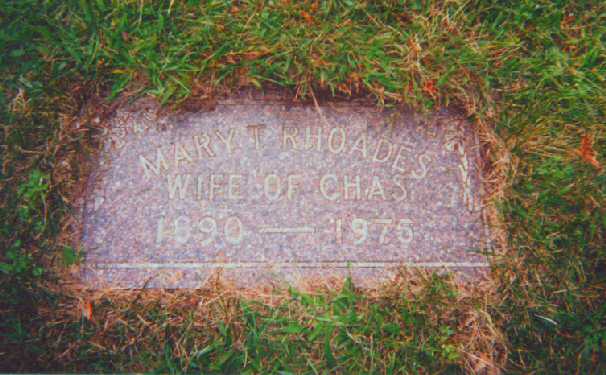 Gravestone of Mary T. Rhoades, Lakewood Cemetery, Minneapolis, MN.
