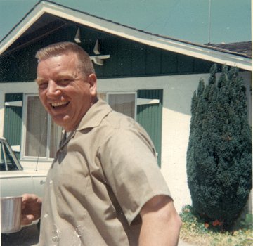 Dick Stimler in front of his home, Vallejo CA.