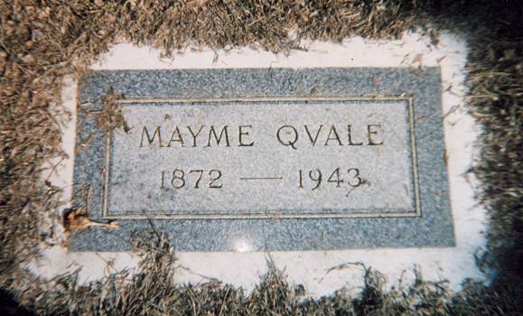 Mayme Qvale (née Nockels)'s Gravestone, Fairview Cemetery, Willmar, MN.