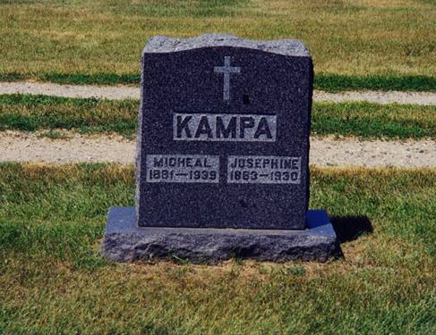 Michael and Josephine Kampa's Gravestone, St. Lawrence Parish Cemetery, Duelm, MN.