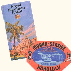 Old travel brochures for Royal Hawaiian and Moana-Seaside Hotels.