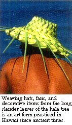 Hat woven of hala tree leaves.