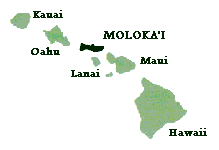 Map of Hawaiian Islands showing location of beautiful Moloka'i.