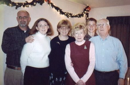 Left to right:  Clay, Anne and Linda Ward, Kathy Volkman, Scott Ward, and Bill Volkman; December 1999.