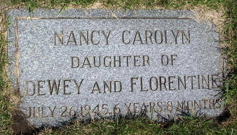 Gravestone of Nancy Carolyn Johnson, Lakewood Cemetery, Minneapolis, Minnesota
