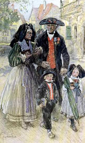 Ancient Costumes, Alsace/Elsaß, Sunday morning.