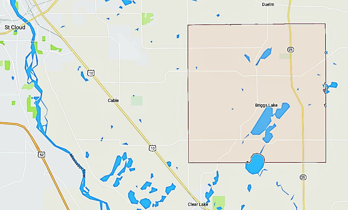 Contemporary map of Palmer Township, Minnesota via Google Maps