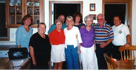 Having a great time with Pat and Joyce Stimler, July 30, 1999.