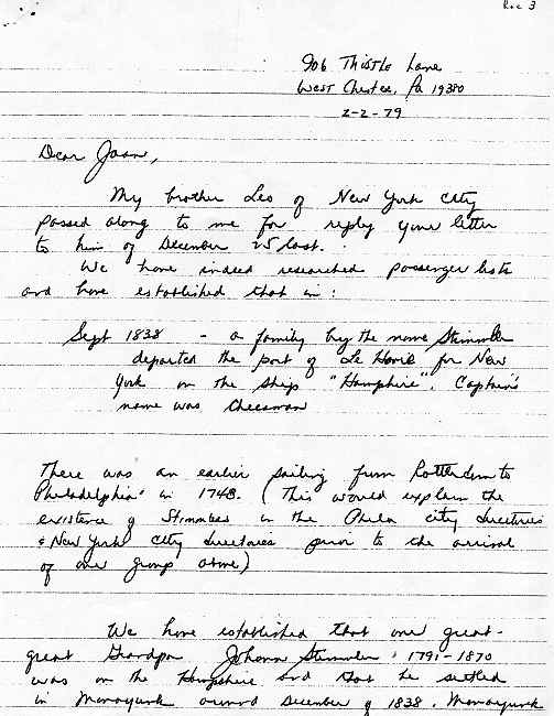 Letter from Paul Stimmler to Joan Dingmann dated February 2, 1979, page one.