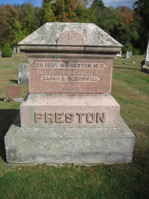 Dr. Gilbert Preston family gravestone monument