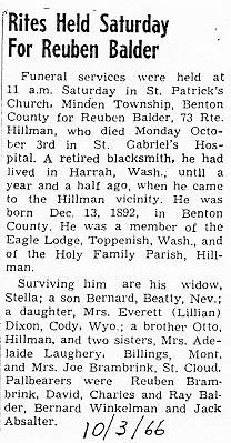Second Obituary of Reuben Balder.