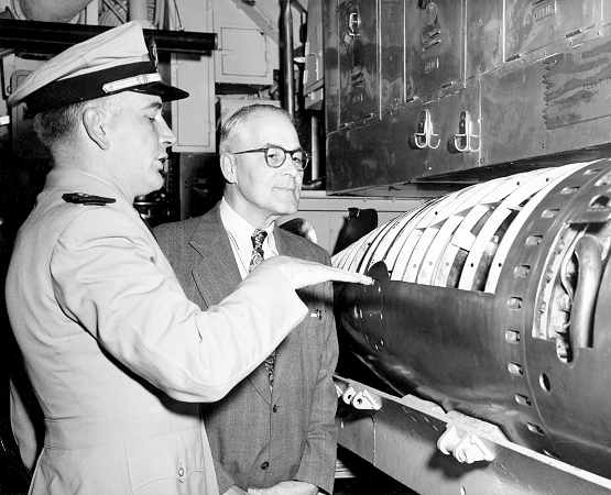 LCDR Richard Stimler in Torpedo Room of Submarine, Key West, FL.