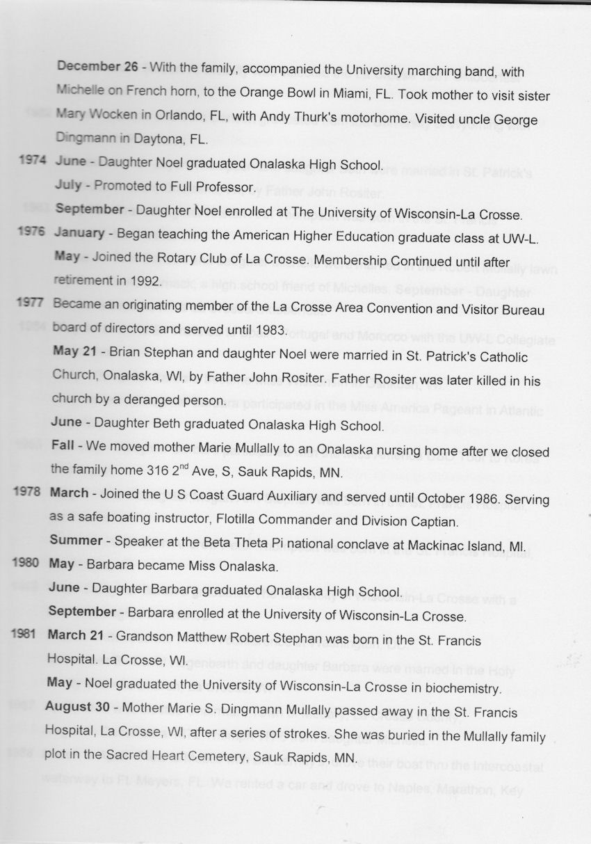 Riding the Rapids, a Chronology of the Life of Robert R. Mullally, Ed.D., page 9