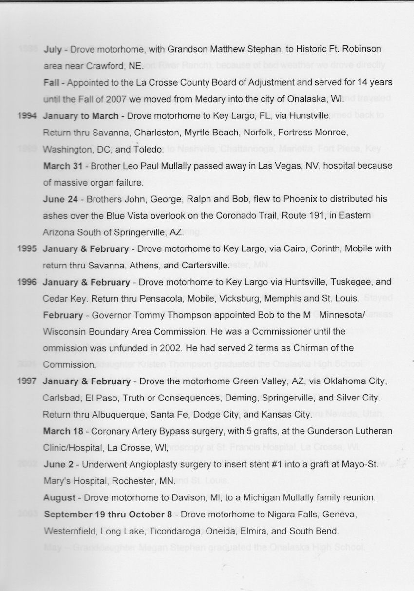 Riding the Rapids, a Chronology of the Life of Robert R. Mullally, Ed.D., page 12