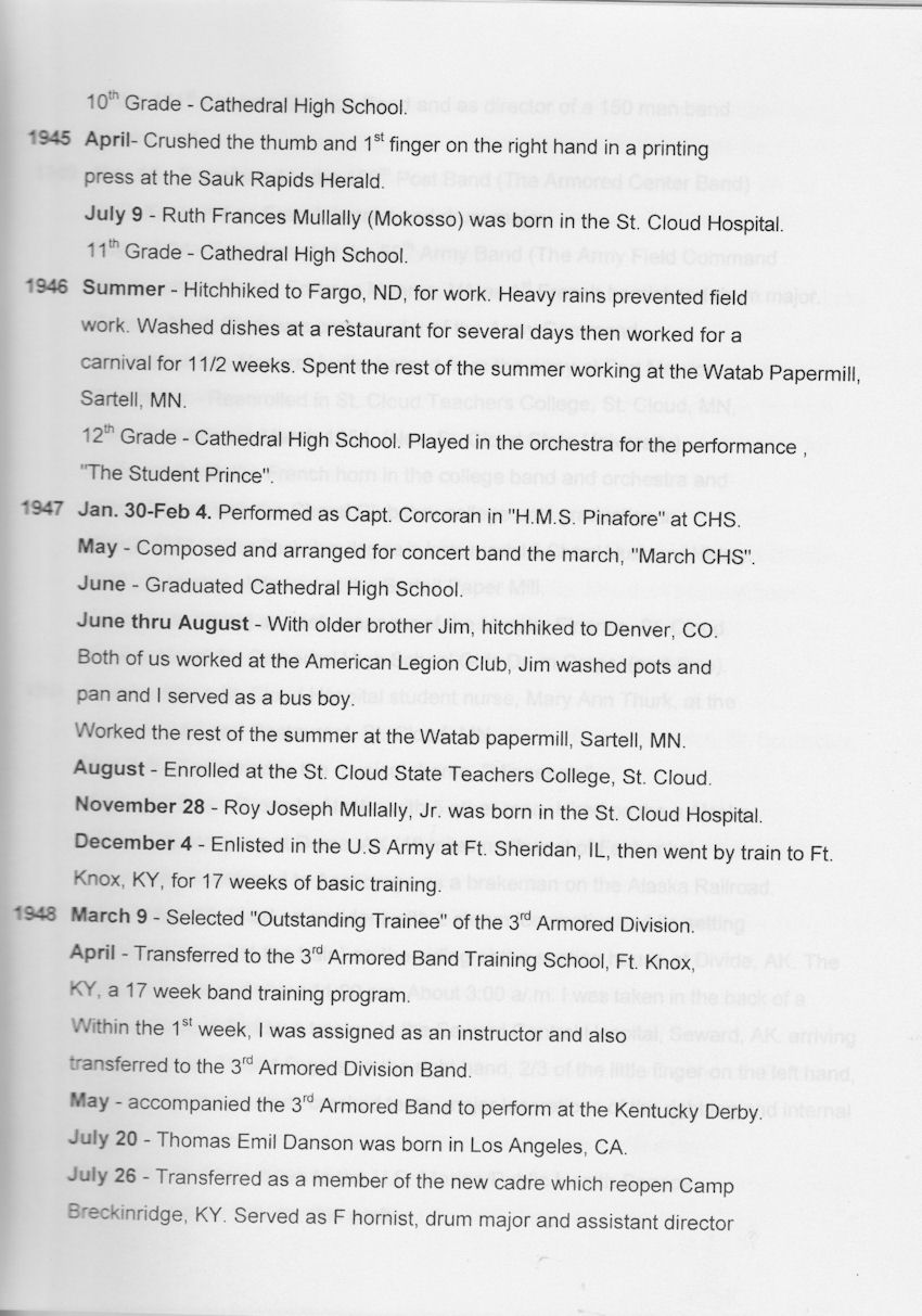 Riding the Rapids, a Chronology of the Life of Robert R. Mullally, Ed.D., page 3