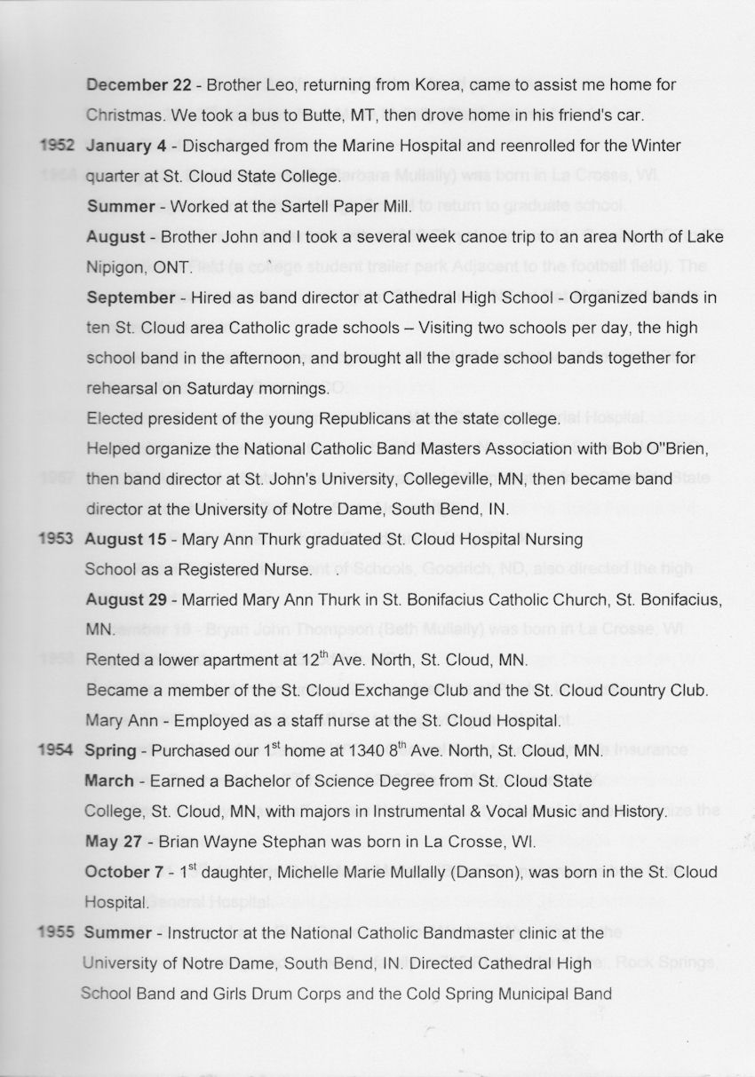 Riding the Rapids, a Chronology of the Life of Robert R. Mullally, Ed.D., page 5