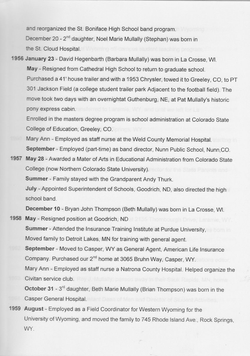 Riding the Rapids, a Chronology of the Life of Robert R. Mullally, Ed.D., page 6