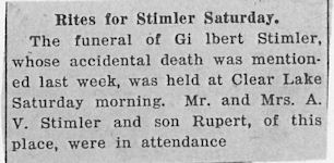 Rites for Stimmler Saturday, The Foley Independent, 3 Dec 1919