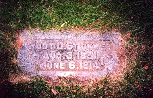 Gravestone of Robert O. Stickney, St. Mary's Cemetery, Minneapolis, MN.
