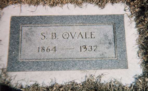 S. B. Qvale's Gravestone, Fairview Cemetery, Willmar, MN.