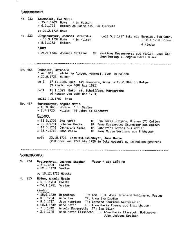 Third page of letter from W. A. Schmitz to Martin Holz dated May 5, 2003 regarding ancestor lineages for St&uuml;mmler surname.