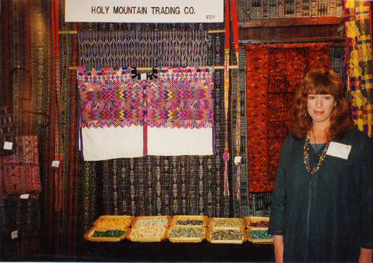 Rae in Holy Mountain's sales booth at the Seattle Gift Show, February 1994