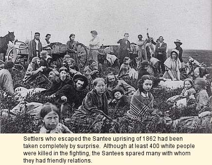 Settlers escaping the Santee uprising of 1862.