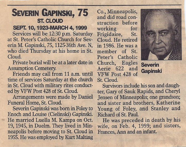 Severin Gapinski obituary