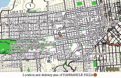 The Panhandle Pizza Company's delivery area