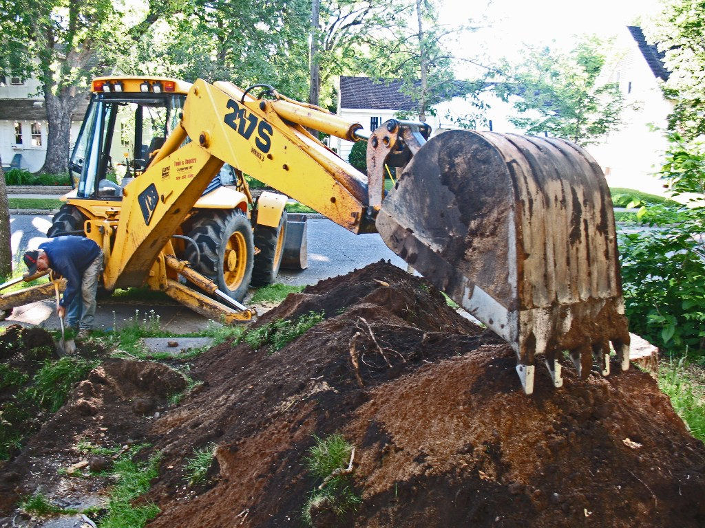 Water pipe replacement excavation at old Kampa family home in St. Cloud, MN