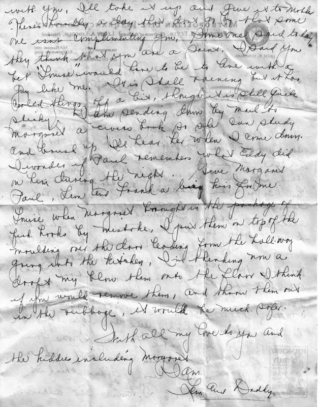 Second page of letter from Leon Stimmler to Louise Viola Stimmler dated July 2, 1945