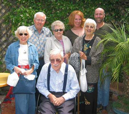 Dorothy (Kampa) Fastiggi, John K. and Dorothy Munson, Rae (Stimler) Bordua, Louise (Kampa) Kirkpatrick and Leon R. Bordua, Soquel CA, July 2003.