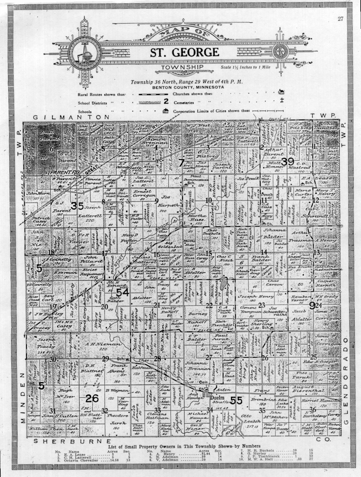 Full-size Map of St. George Township, 1915.
