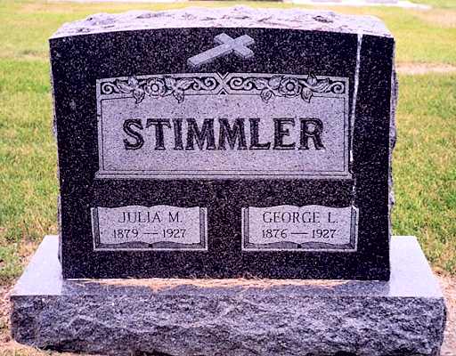 George and Julia Stimmler's Gravestone, St. Marcus Cemetery, Clearlake, MN.